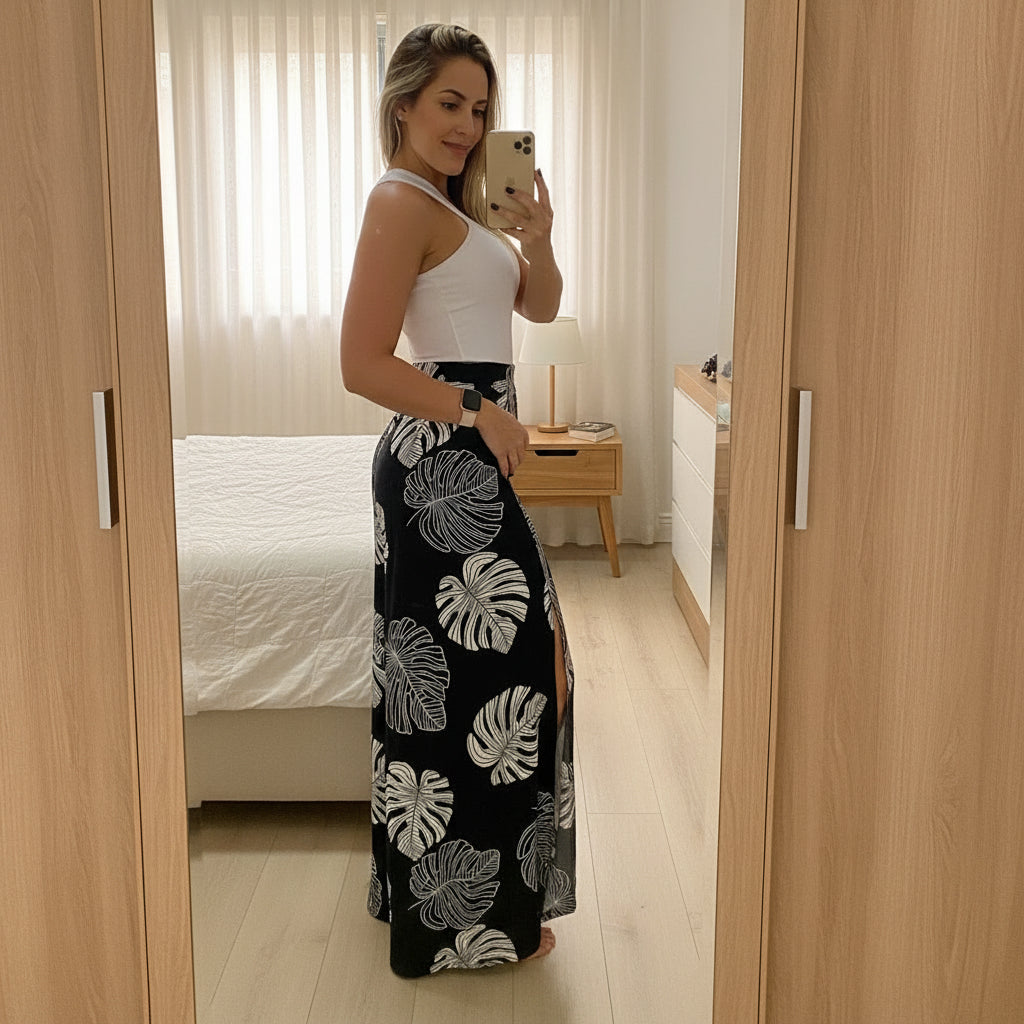 Paloma - Conjunto Tropical de Top y Pantalón Palazzo