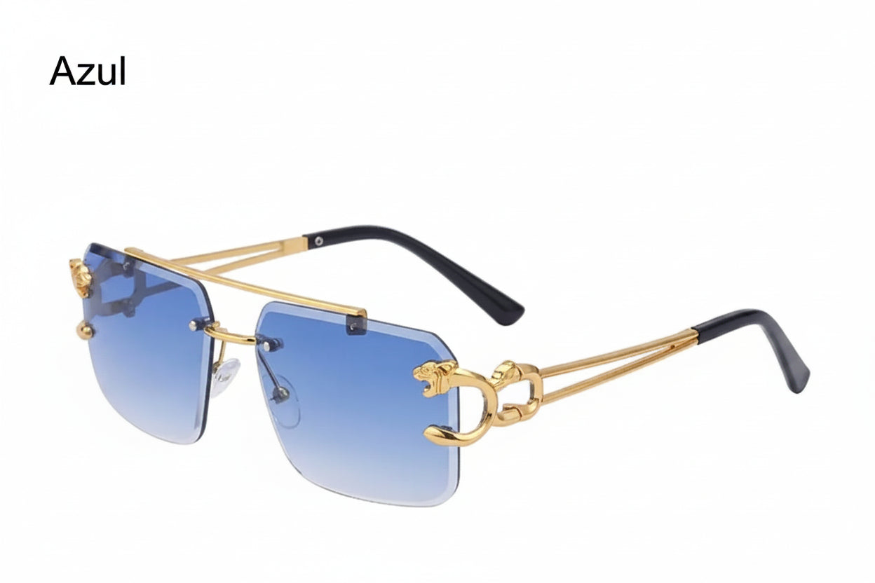 Jaguar - Gafas de sol steampunk sin montura azul | OrigenNoble


