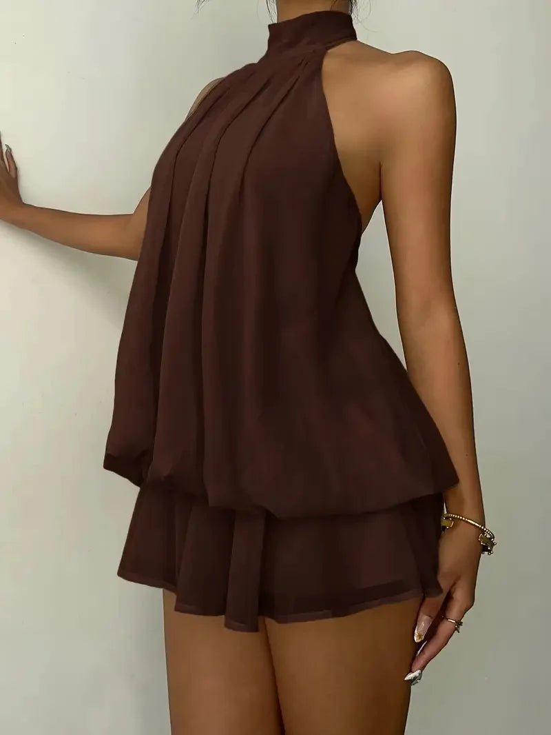 Celeste - Vestido Halter de Gasa