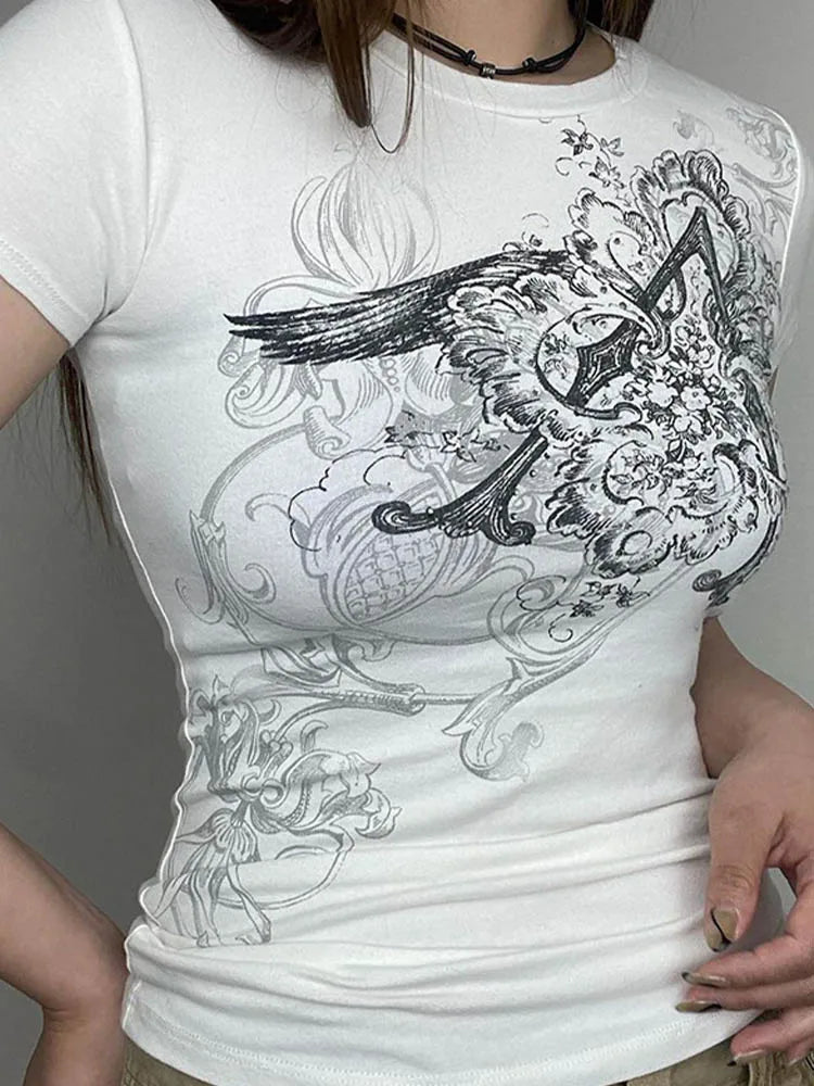 Vera - Top Cropped Vintage Y2K de Manga Corta