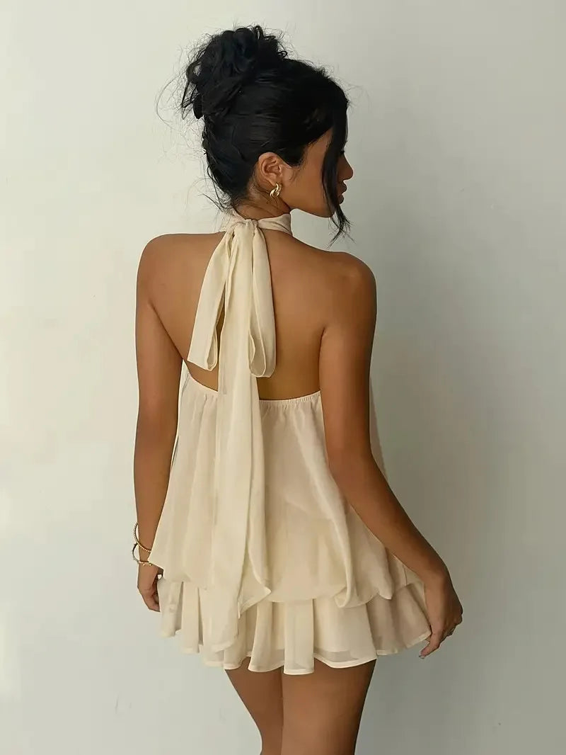Celeste - Vestido Halter de Gasa