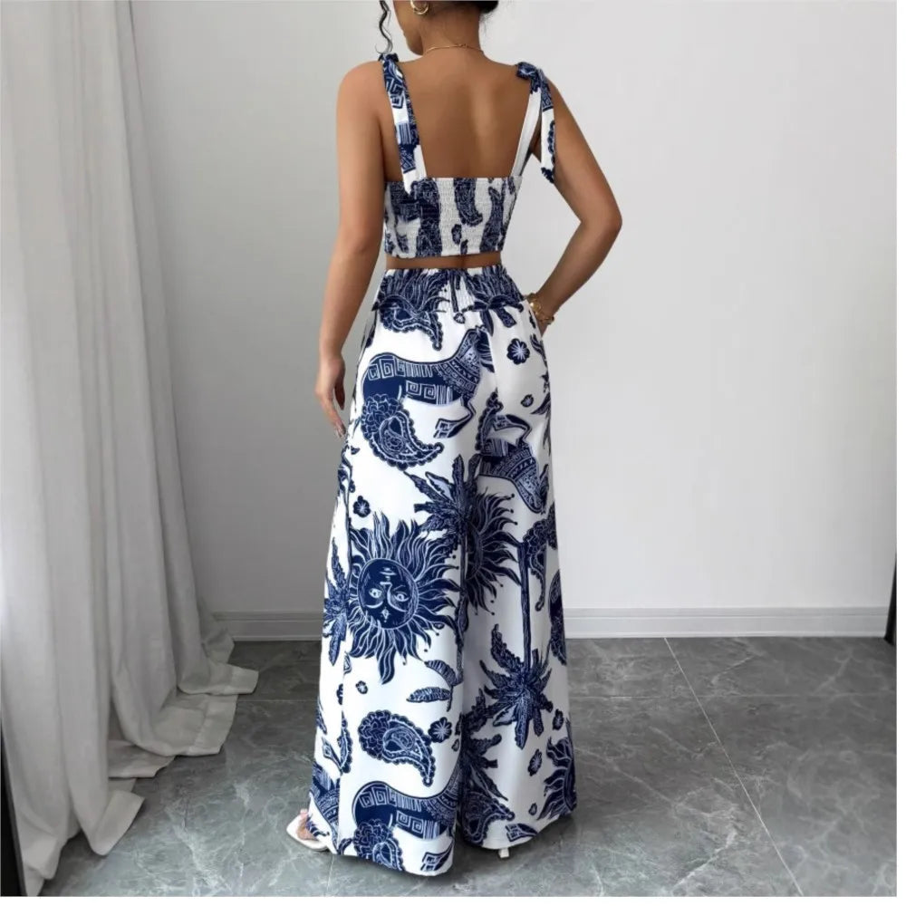 Valentina - Conjunto 2 Piezas Halter y Pantalón Palazzo