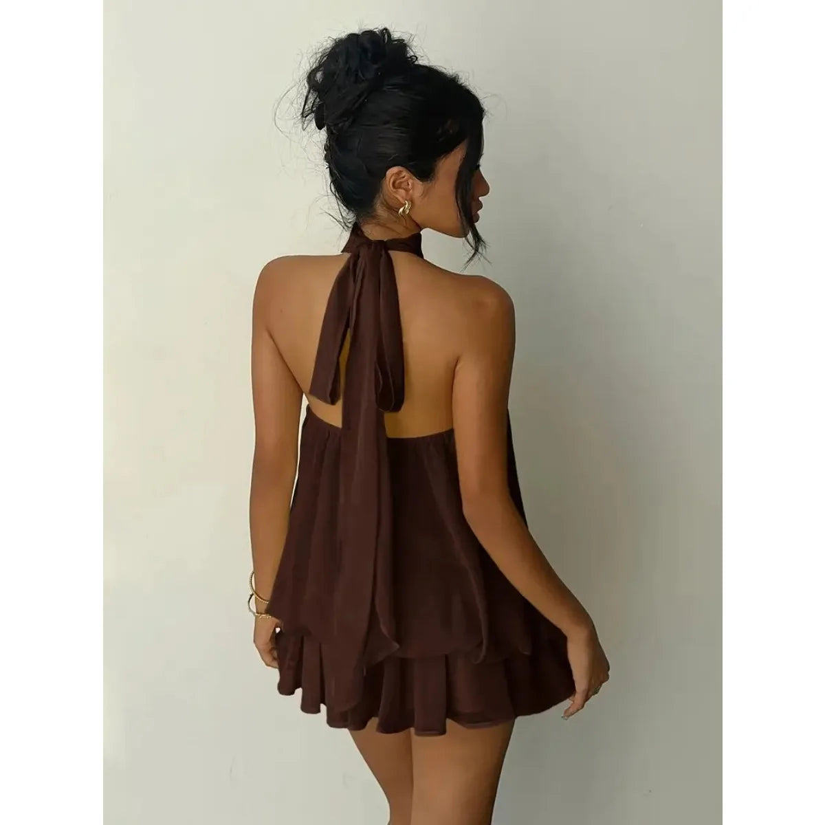 Celeste - Vestido Halter de Gasa