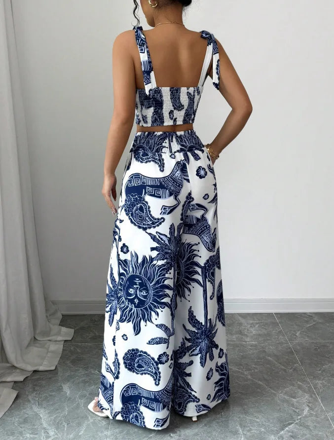 Valentina - Conjunto 2 Piezas Halter y Pantalón Palazzo