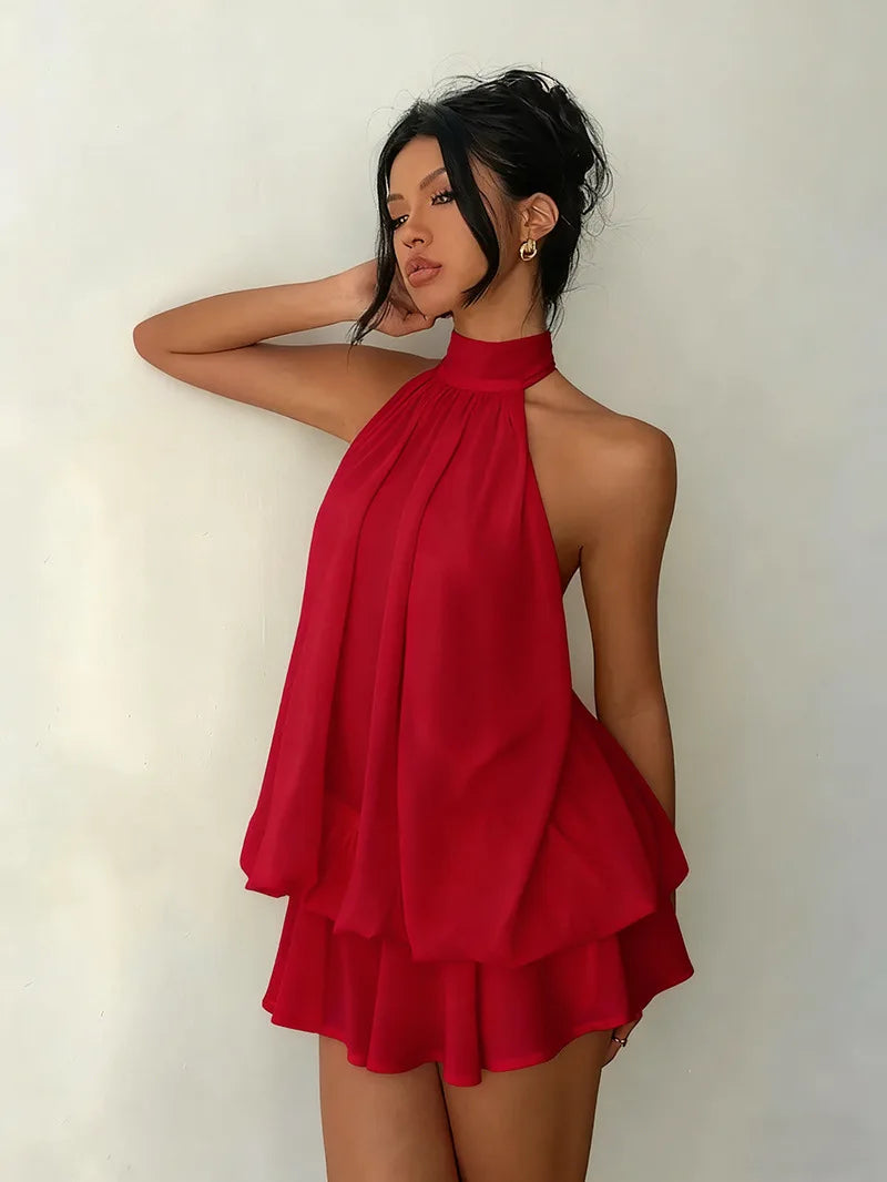 Celeste - Vestido Halter de Gasa