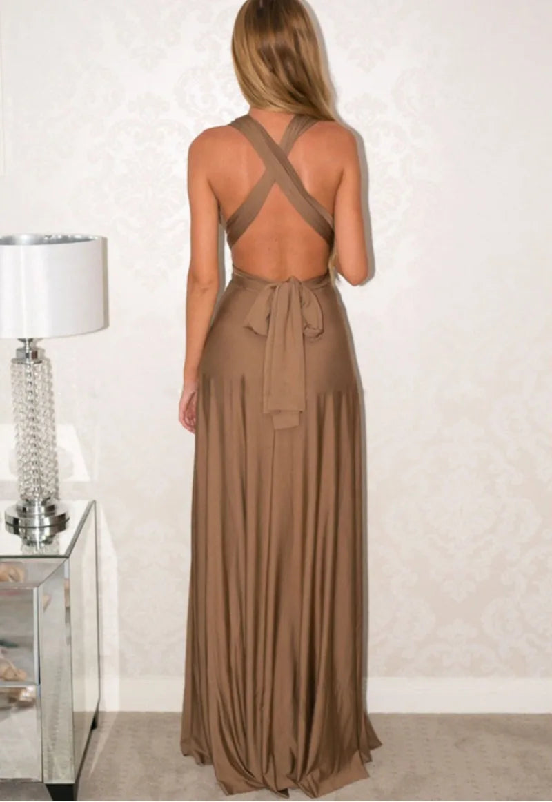 Isabela - Vestido Maxi Bohemio Convertible con Espalda Descubierta